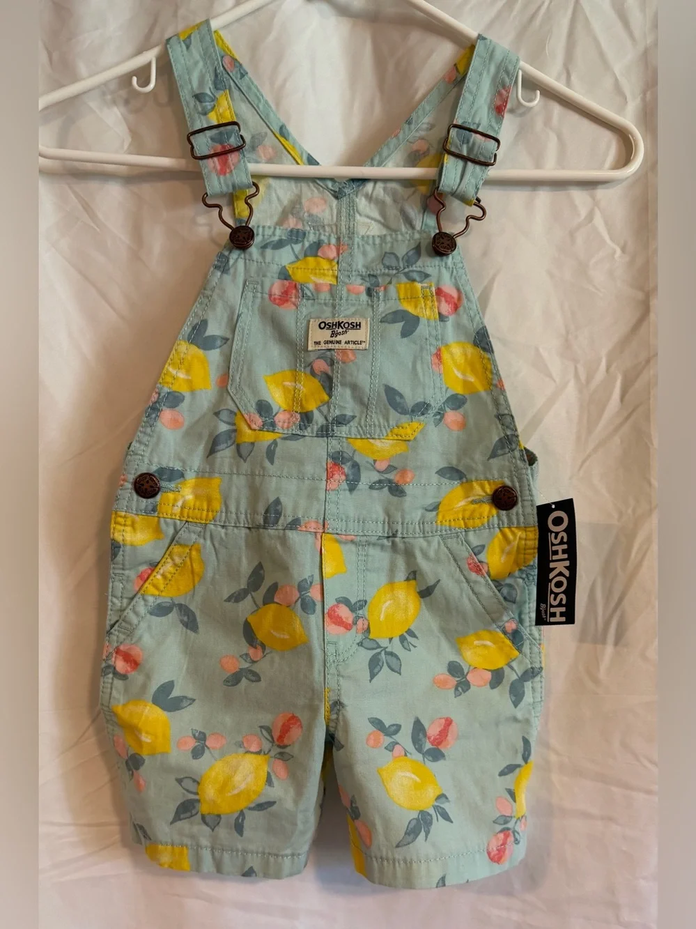 OshKosh B'gosh Light Blue Lemon Print Overalls